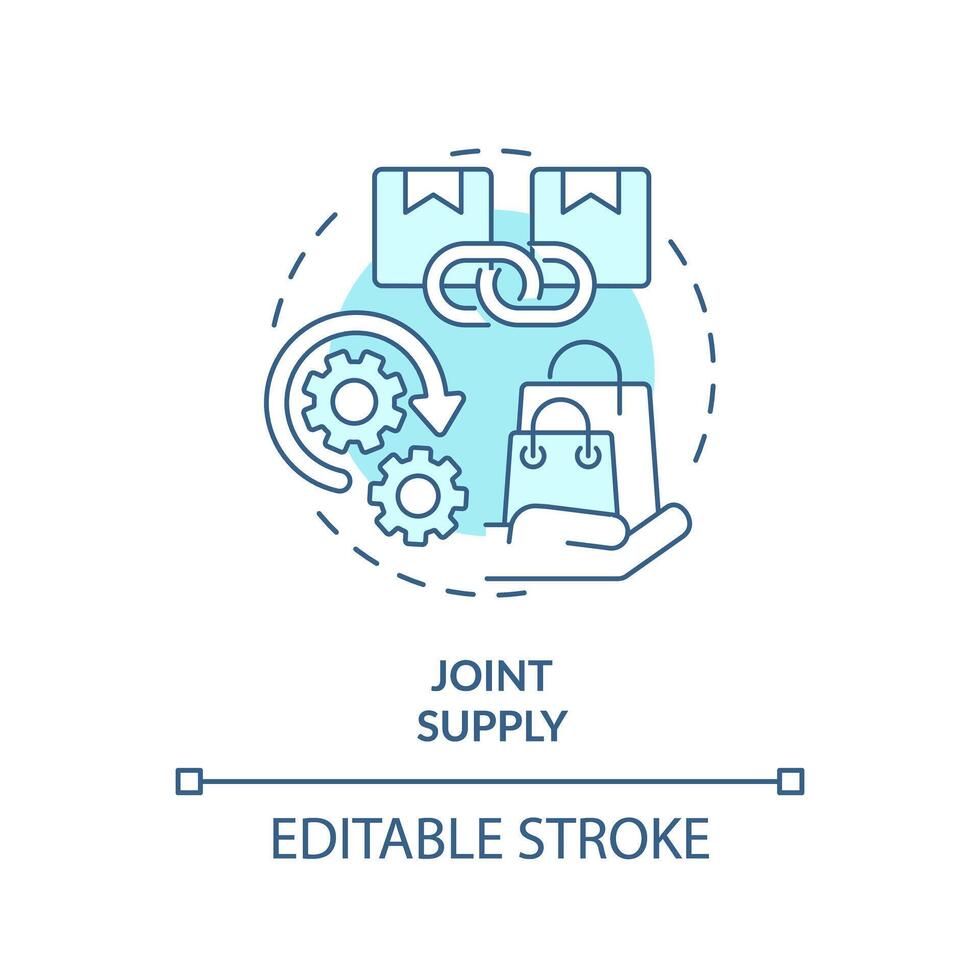 Joint liefern Sanft Blau Konzept Symbol. Produktion von einer gut Ergebnisse im Produktion von andere. runden gestalten Linie Illustration. abstrakt Idee. Grafik Design. einfach zu verwenden im Broschüre Marketing vektor