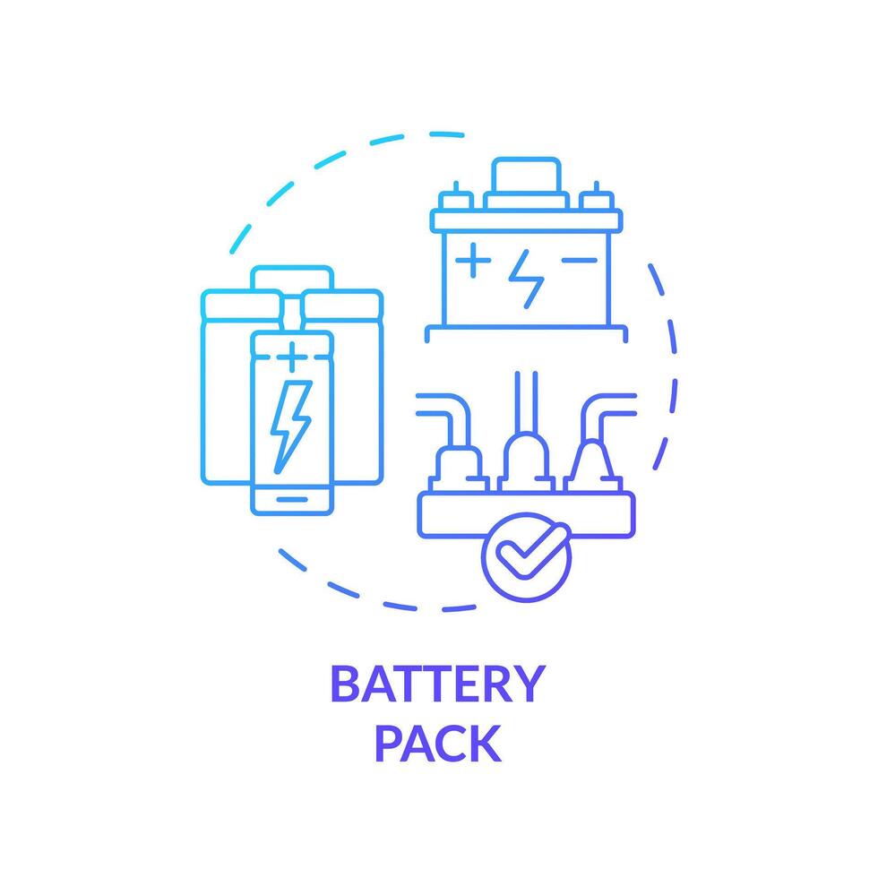 Batterie Pack Blau Gradient Konzept Symbol. hoch Energie Dichte Lager Gerät. tragbar Elektronik. runden gestalten Linie Illustration. abstrakt Idee. Grafik Design. einfach zu verwenden im Broschüre, Heft vektor