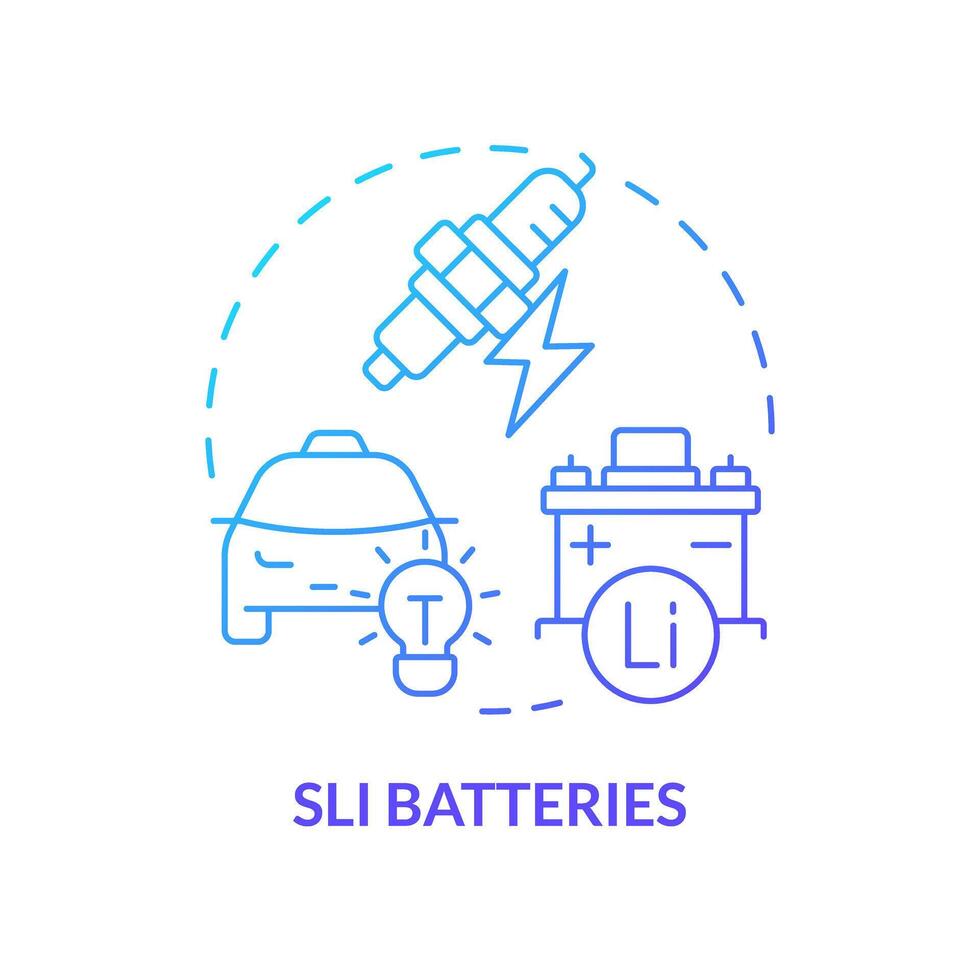 sli Batterien Blau Gradient Konzept Symbol. Akkumulator Nachhaltigkeit. elektrisch Fahrzeug. Batterie Leben Spanne. runden gestalten Linie Illustration. abstrakt Idee. Grafik Design. einfach zu verwenden im Broschüre vektor