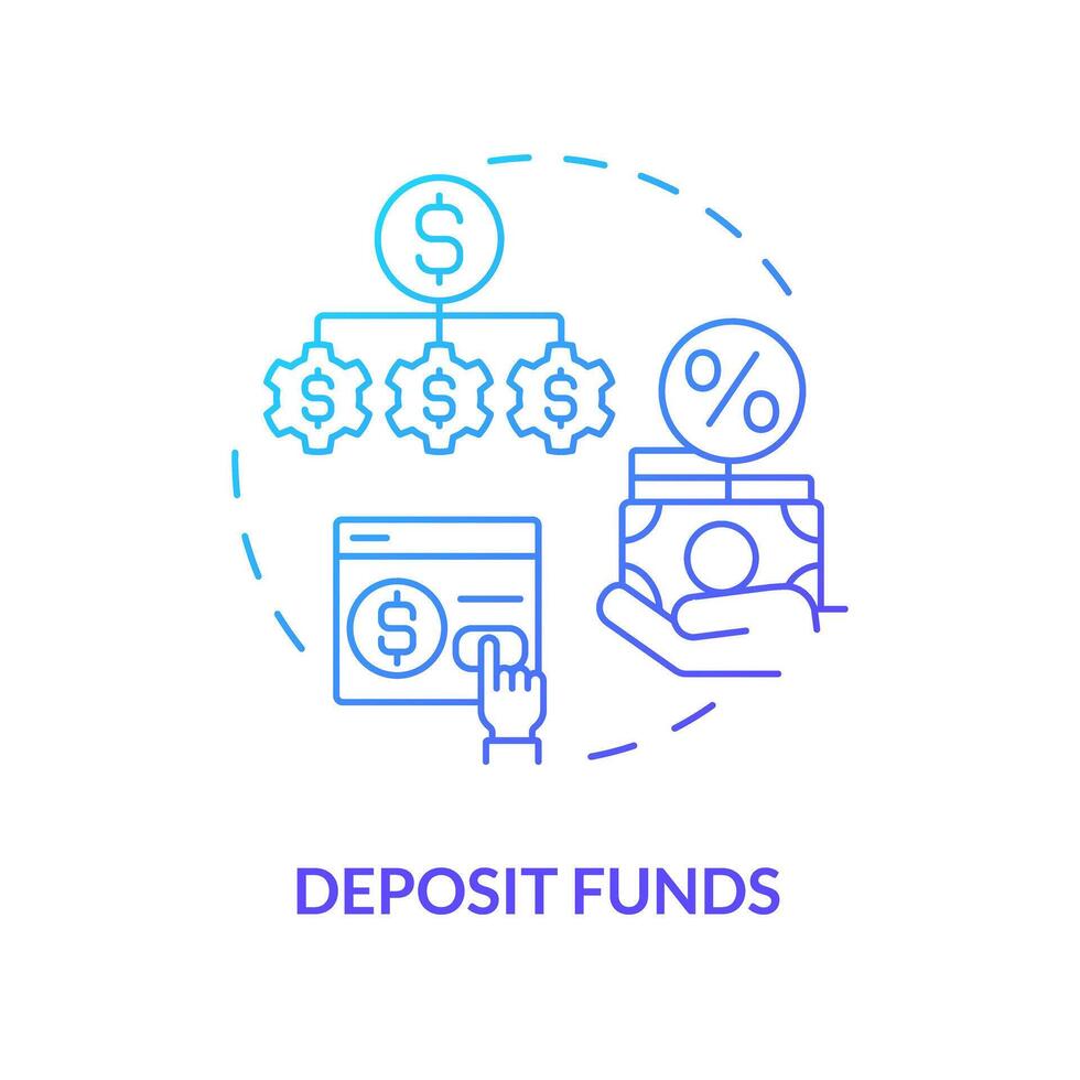 Anzahlung Mittel Blau Gradient Konzept Symbol. diversifizieren Investitionen. zuordnen Investitionen. runden gestalten Linie Illustration. abstrakt Idee. Grafik Design. einfach zu verwenden im Marketing vektor