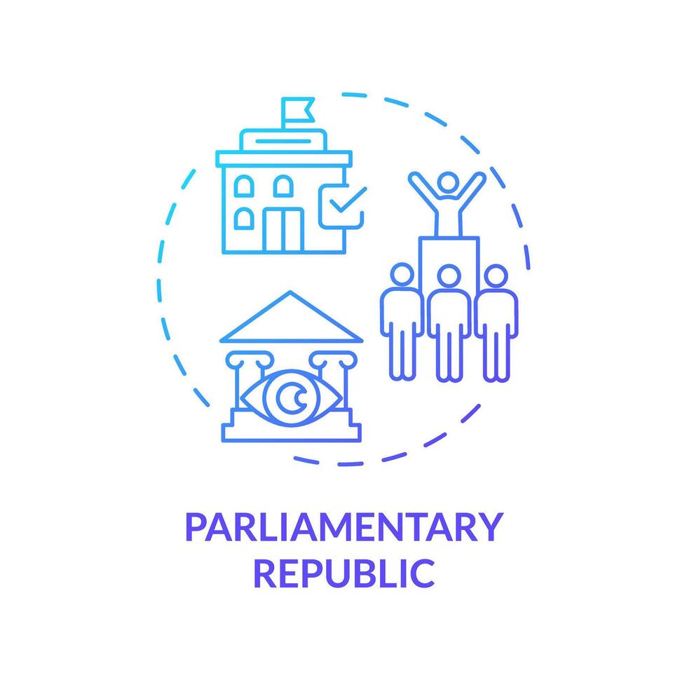 parlamentarisch Republik Blau Gradient Konzept Symbol. Bundes Regierung Politik. politisch Parteien, Senat Gesetzgeber. runden gestalten Linie Illustration. abstrakt Idee. Grafik Design. einfach zu verwenden vektor