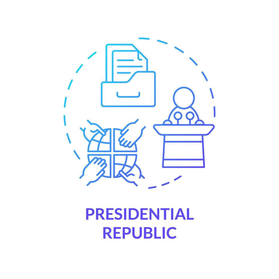 Präsidentschaftswahl Republik Blau Gradient Konzept Symbol. Geäst Regierung, Verfassung Behörde. demokratisch Abstimmung System. runden gestalten Linie Illustration. abstrakt Idee. Grafik Design. einfach zu verwenden vektor