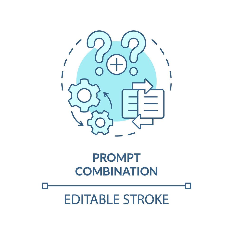 prompt kombination mjuk blå begrepp ikon. sammanfoga två uppmaningar in i ett. komplex instruktion för chatbot. runda form linje illustration. abstrakt aning. grafisk design. lätt till använda sig av i artikel vektor