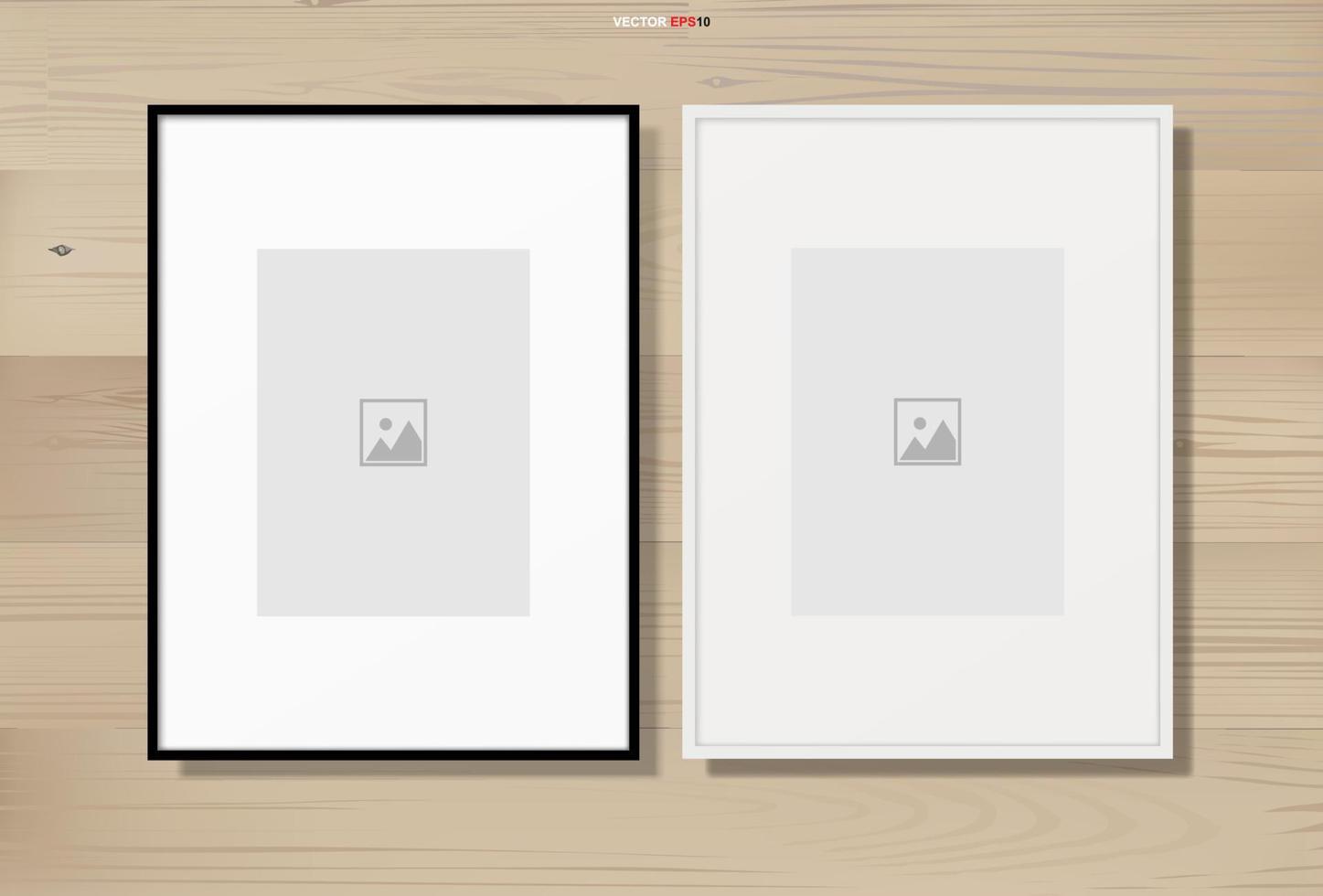 fotoram eller bildram på trästrukturbakgrund med vitt område för kopieringsutrymme. vektor. vektor