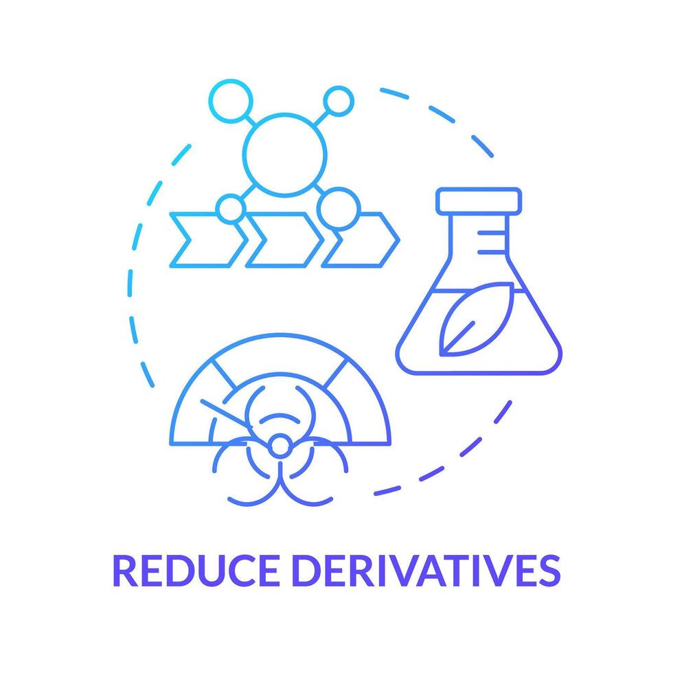 reduzieren Derivate Blau Gradient Konzept Symbol. chemisch Abfall die Ermäßigung. nachhaltig Chemie. runden gestalten Linie Illustration. abstrakt Idee. Grafik Design. einfach zu verwenden Präsentation, Artikel vektor