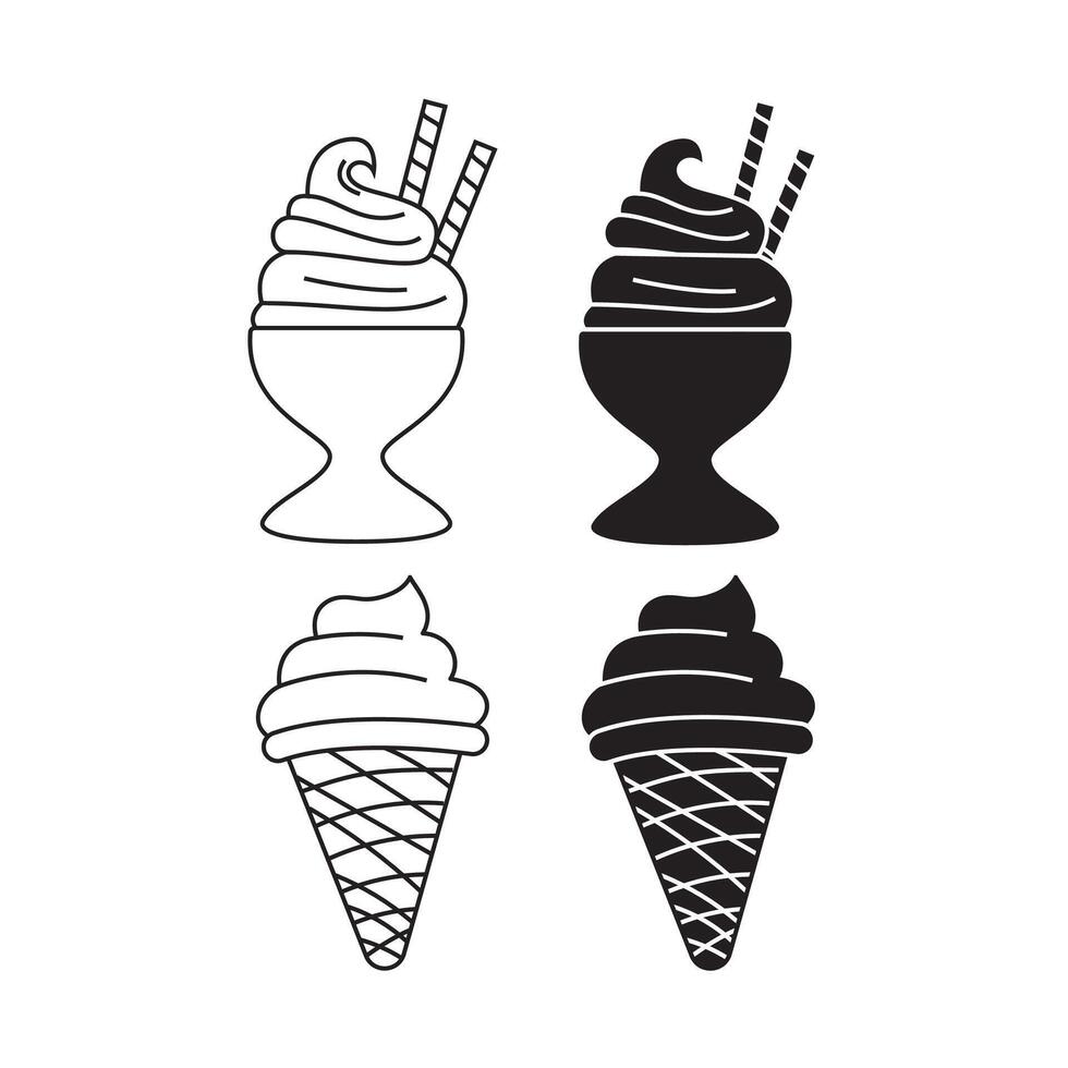 Eis Sahne Geschäft Logo Abzeichen und Etiketten, Gelateria Zeichen. Logos zum Cafeteria oder Bar. vektor