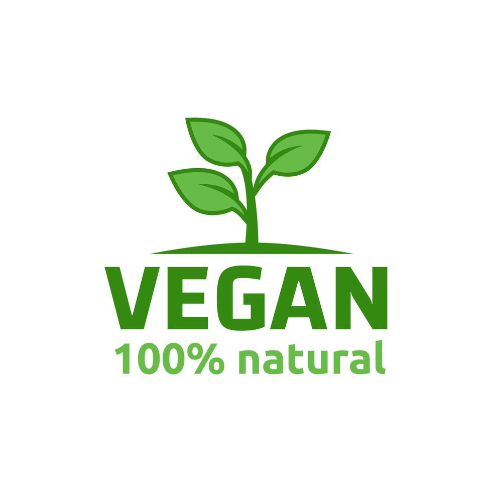 Konzept Grün vegan Diät Logo mit Blatt Symbol. Vektor Illustration isoliert auf Weiß Hintergrund