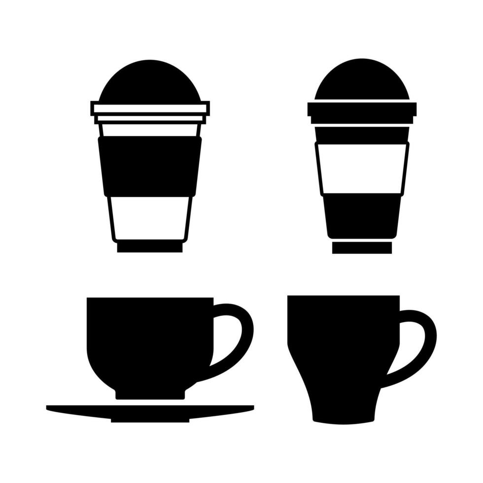 Kaffee Tasse Symbol Vektor Satz. Tee Tasse Illustration Zeichen Sammlung. Mokka Symbol oder Logo isoliert auf Weiß Hintergrund.