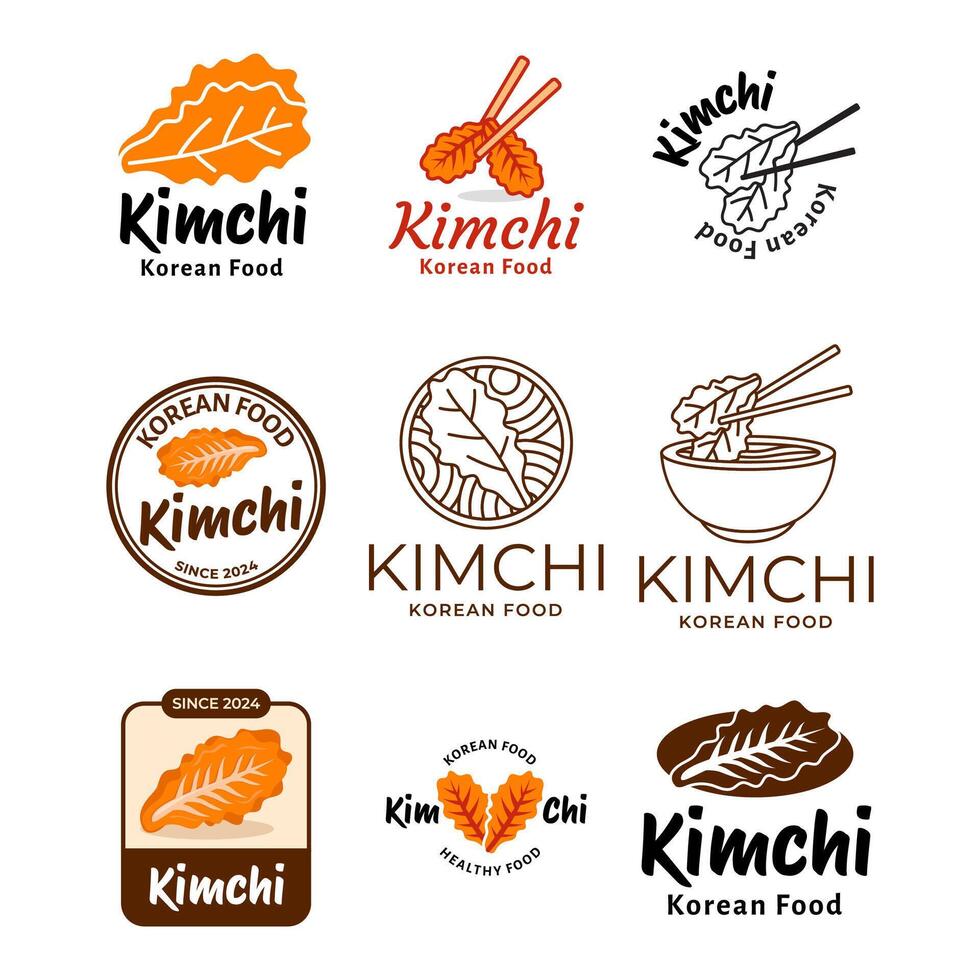 einstellen von Kimchi Koreanisch Essen Logo Vektor Illustration Design