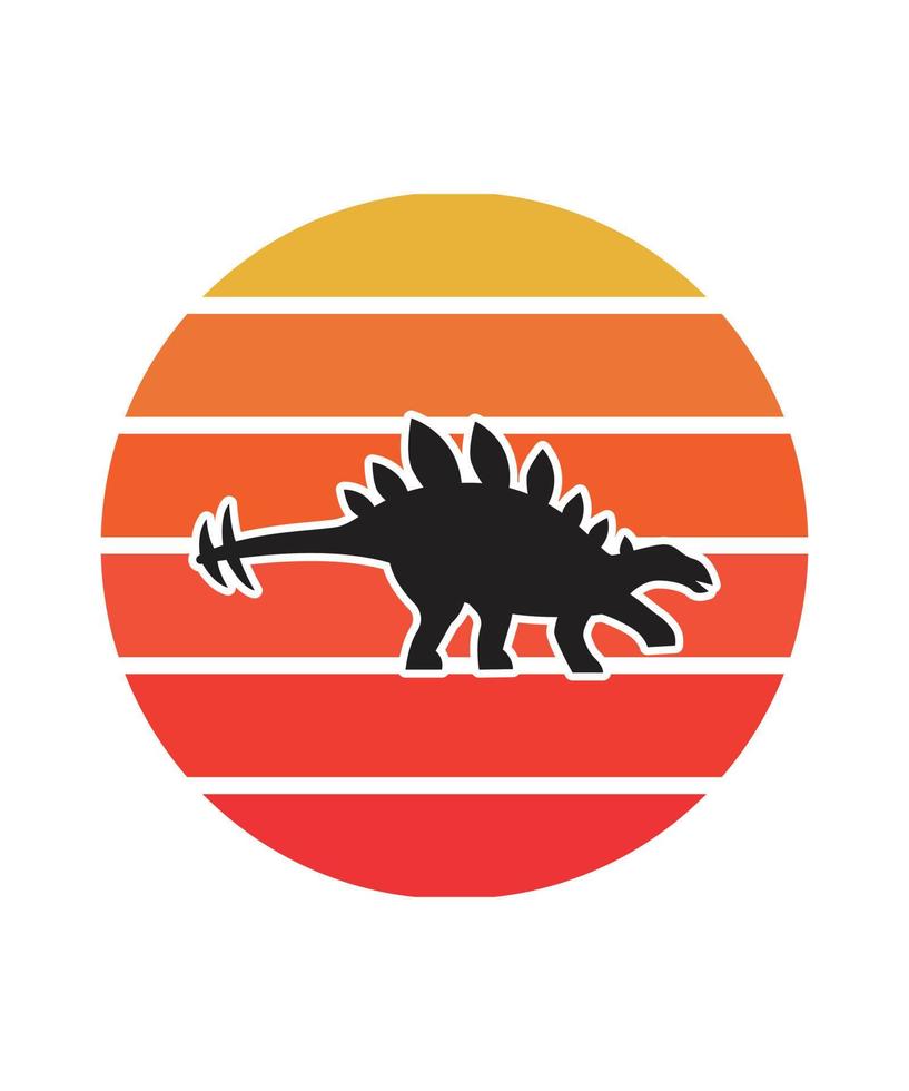 Dinosaurier Retro-Sonnenuntergang-Design-Vorlage vektor