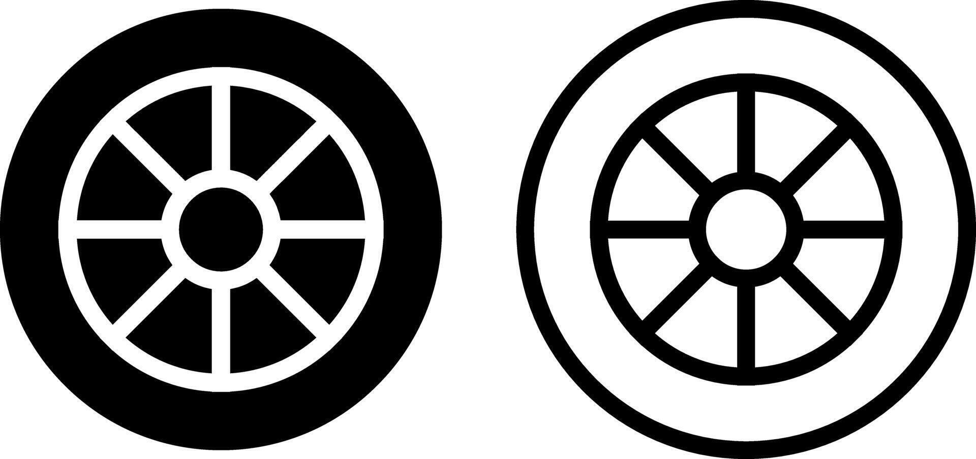 hjul ikon, tecken, eller symbol i glyf och linje stil isolerat på transparent bakgrund. vektor illustration