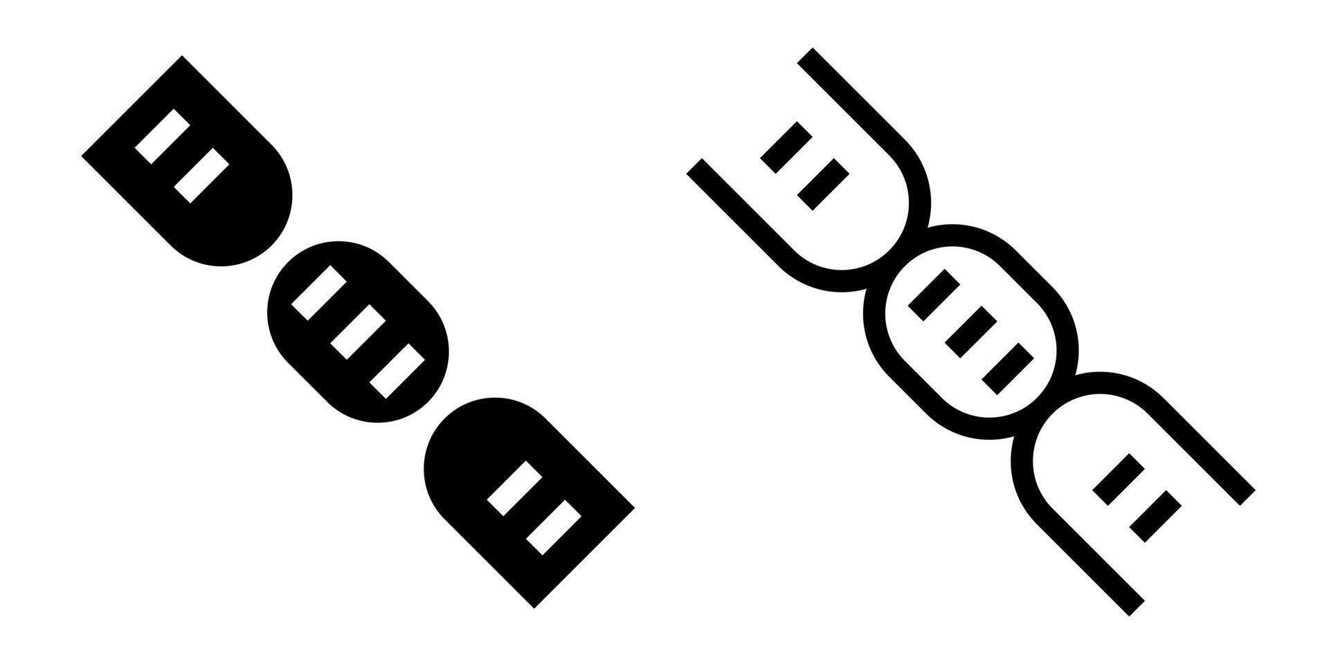 DNA Symbol, Zeichen, oder Symbol im Glyphe und Linie Stil isoliert auf transparent Hintergrund. Vektor Illustration