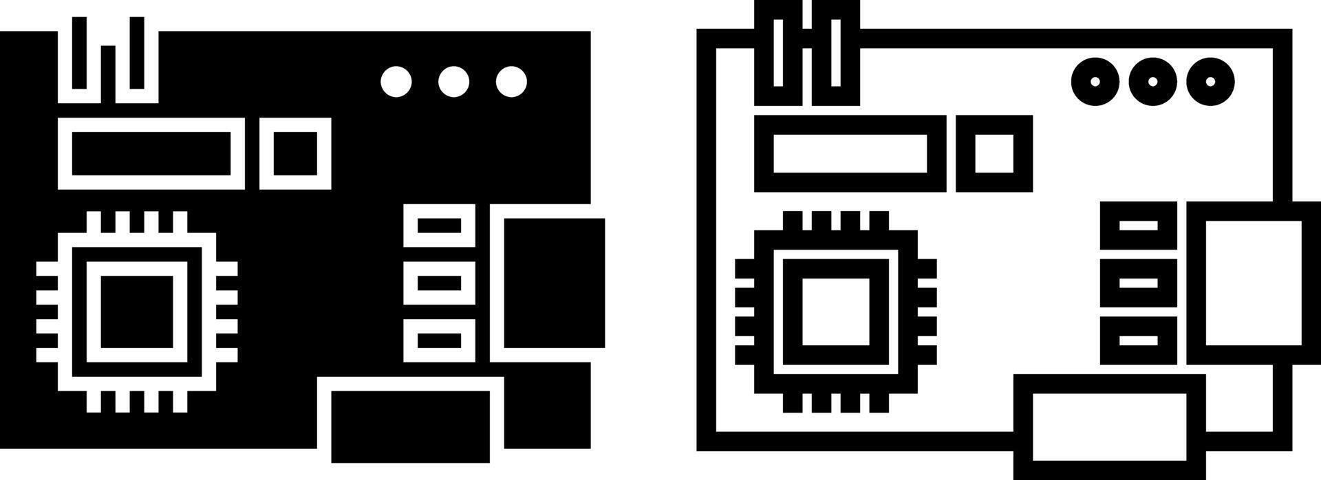 dator processor ikon, tecken, eller symbol i glyf och linje stil isolerat på transparent bakgrund. vektor illustration