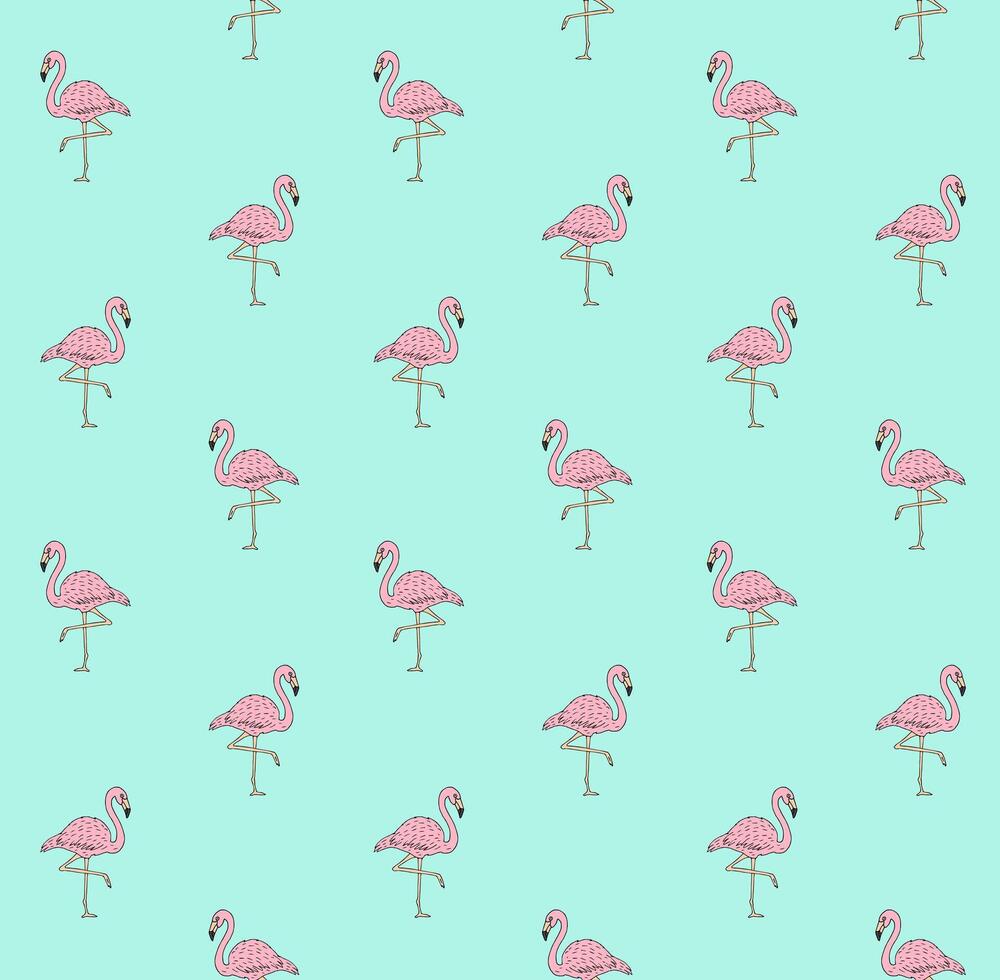 Vektor nahtlos Muster von Rosa Hand zeichnen Flamingo