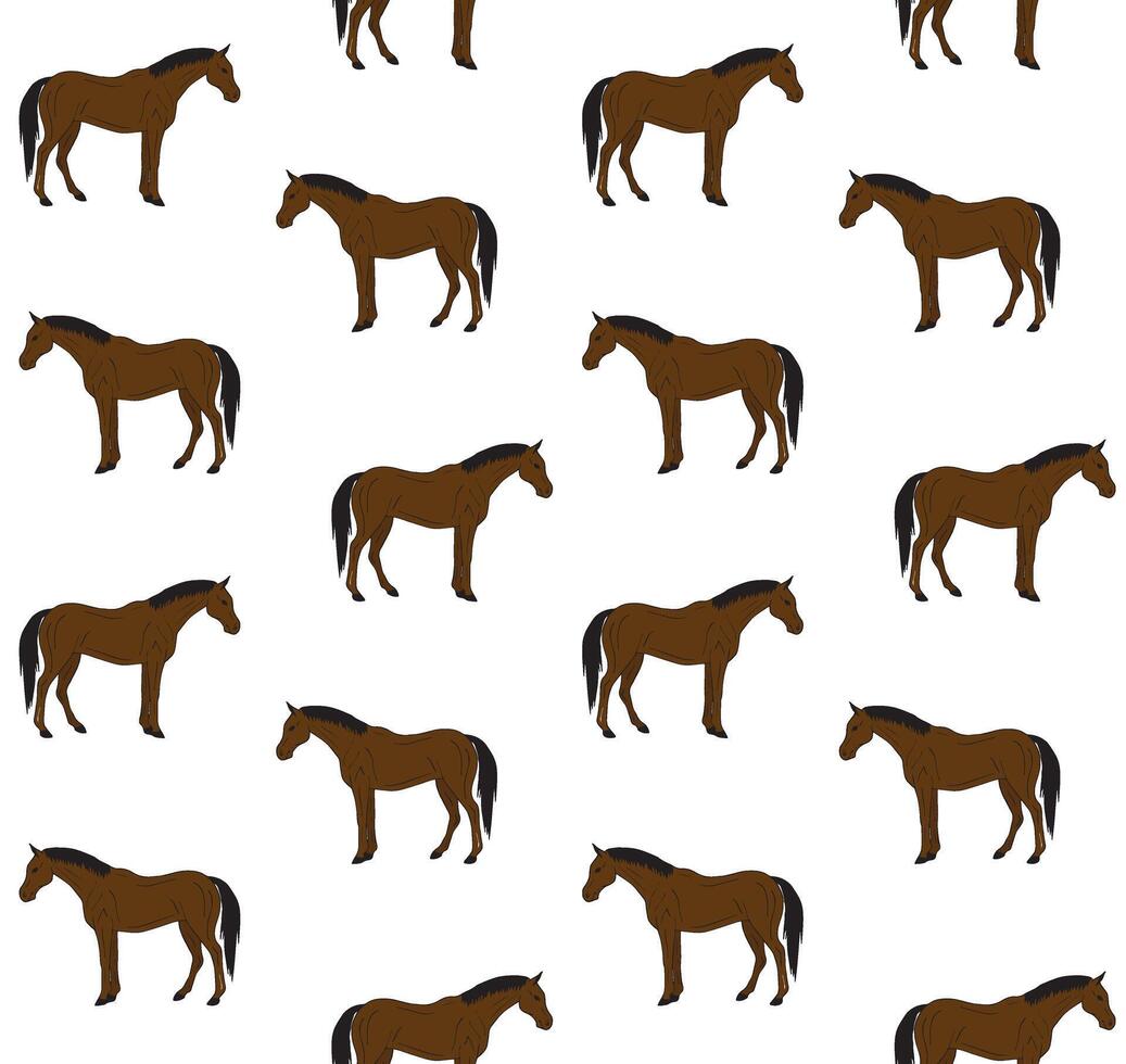 Vektor nahtlos Muster von Hand gezeichnet Pferde