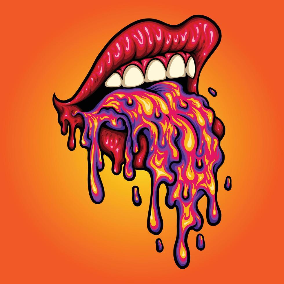 trippy girl sexy lippen psychedelisch vektor