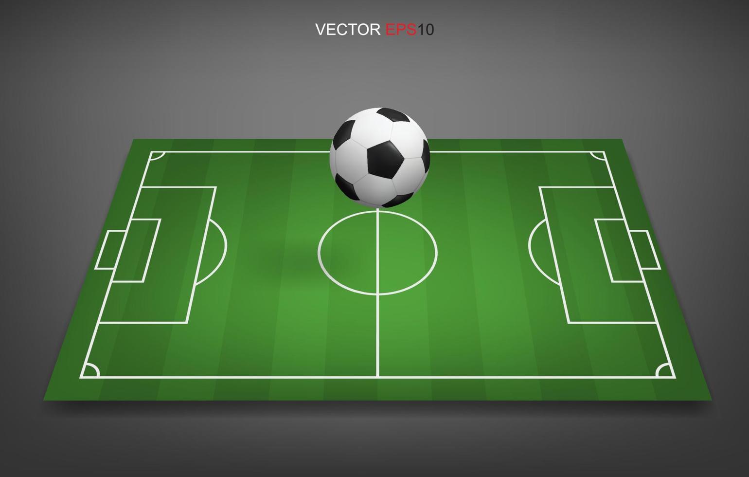 fotbollsplan eller fotbollsplan bakgrund med fotboll. grön gräsplan för att skapa fotbollsmatch. vektor. vektor