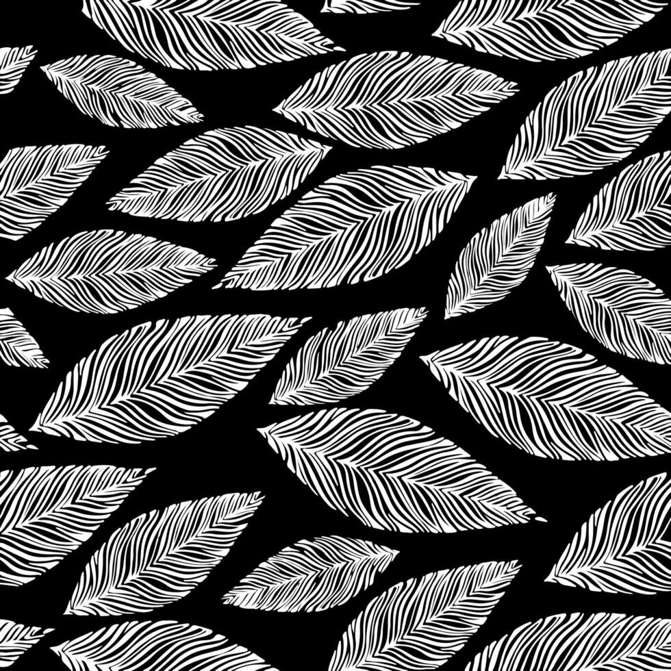 svart och vit löv mönster vektor