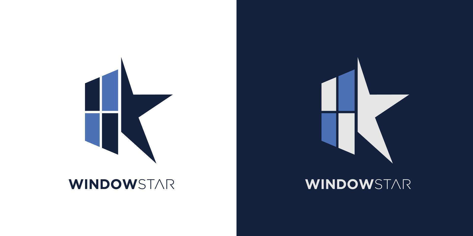 unik och modern fönster stjärna logotyp design vektor