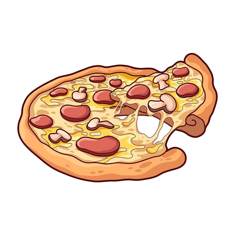 vektor hand dragen pizza illustration