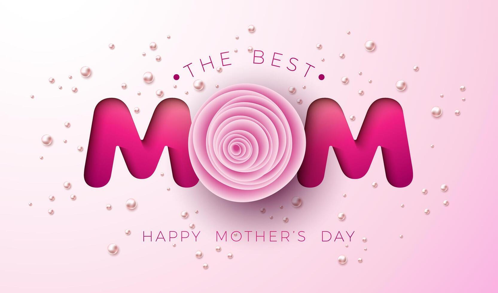 Lycklig mors dag illustration med vår blomma, hjärta och jag kärlek du mamma typografi text på rosa bakgrund. vektor mor dag design för hälsning kort, baner, flygblad, broschyr, affisch.