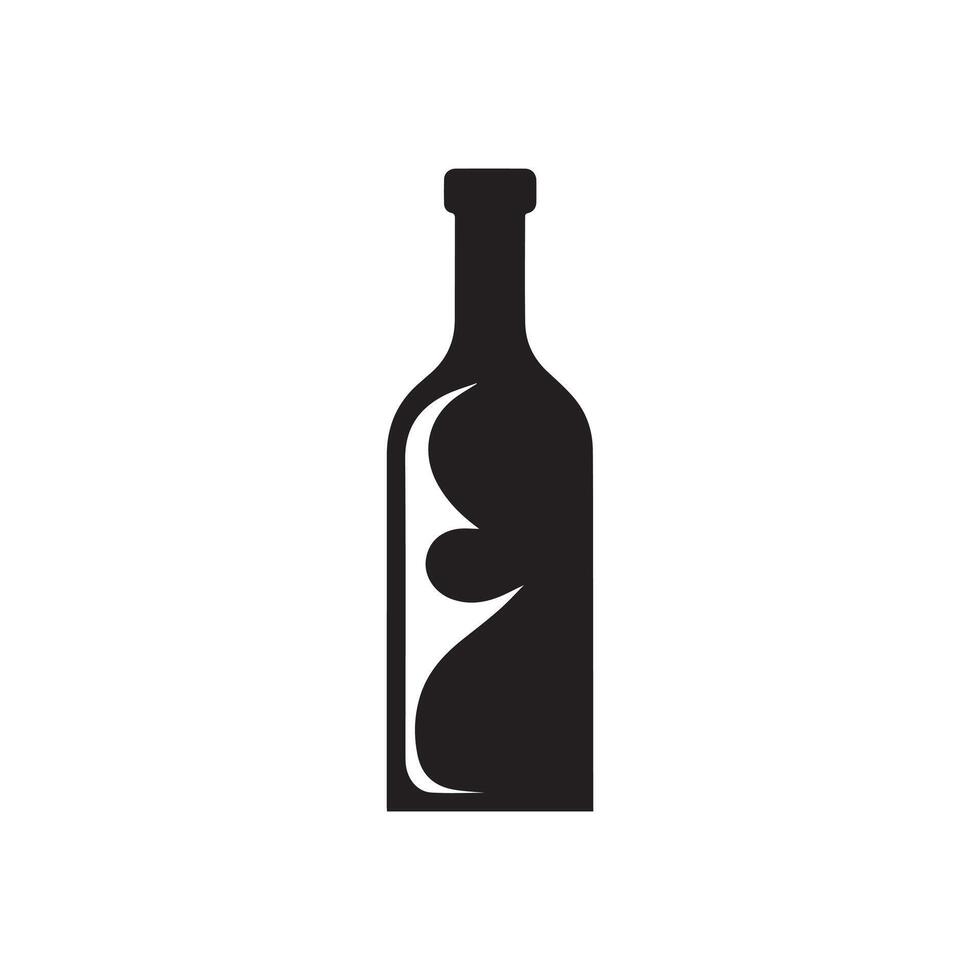Flasche Symbol. Flasche schwarz Symbol auf Weiß Hintergrund. Vektor Illustration