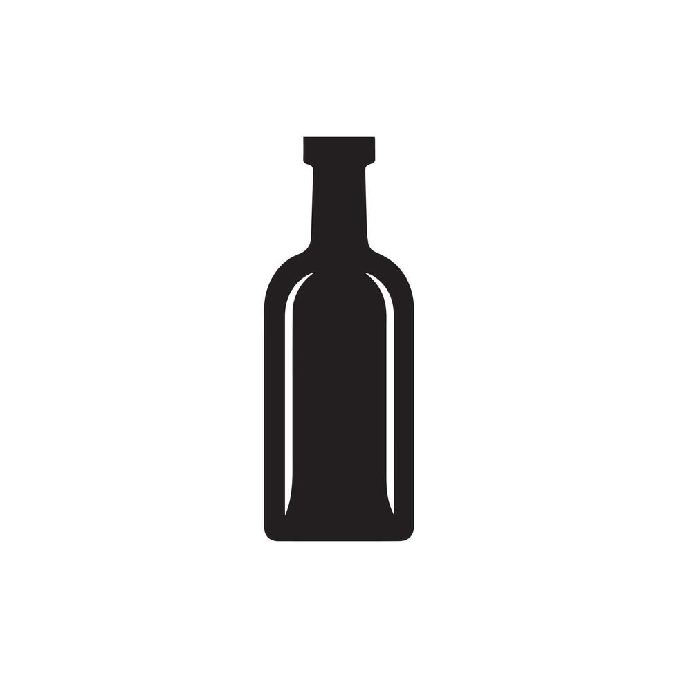 Flasche Symbol Über Weiß Hintergrund, Silhouette Stil Konzept. Vektor Illustration