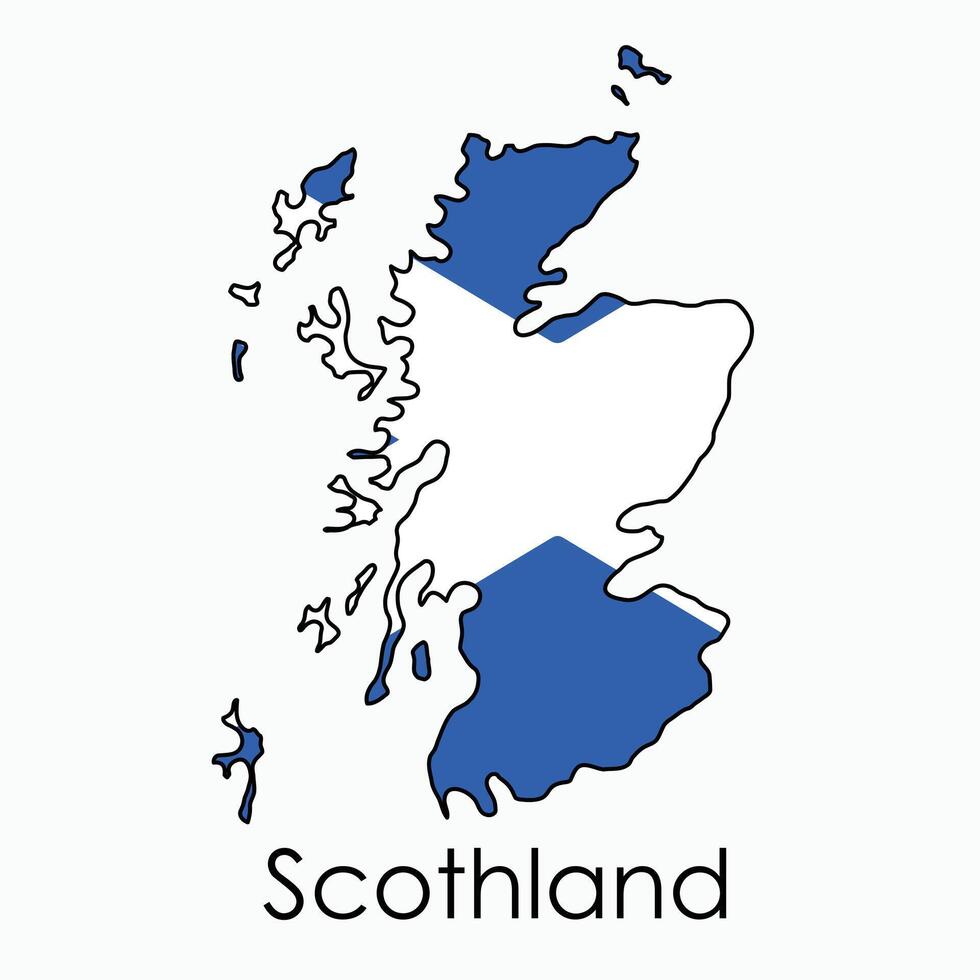 Gliederung Zeichnung von Schottland Flagge Karte. vektor