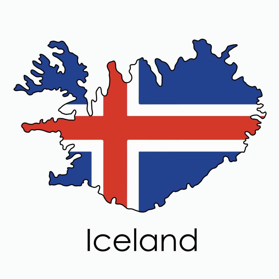 översikt teckning av island flagga Karta. vektor