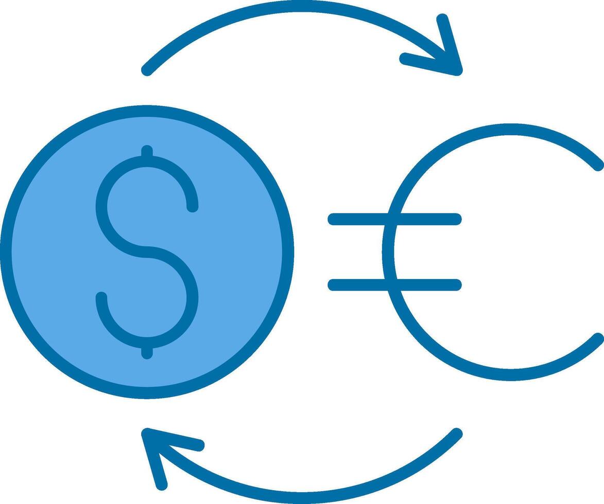 Geld Austausch gefüllt Blau Symbol vektor
