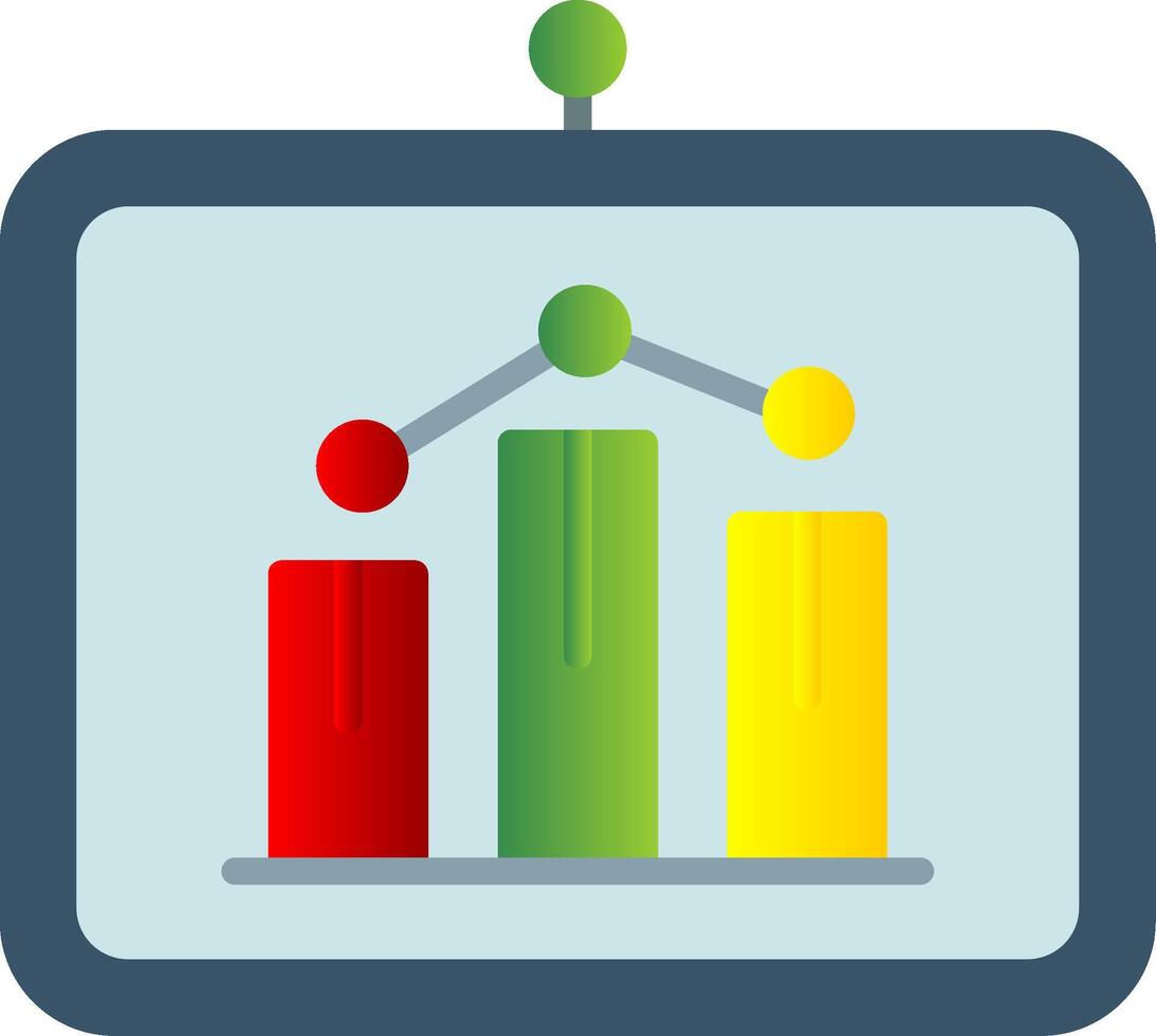 bar Diagram platt lutning ikon vektor