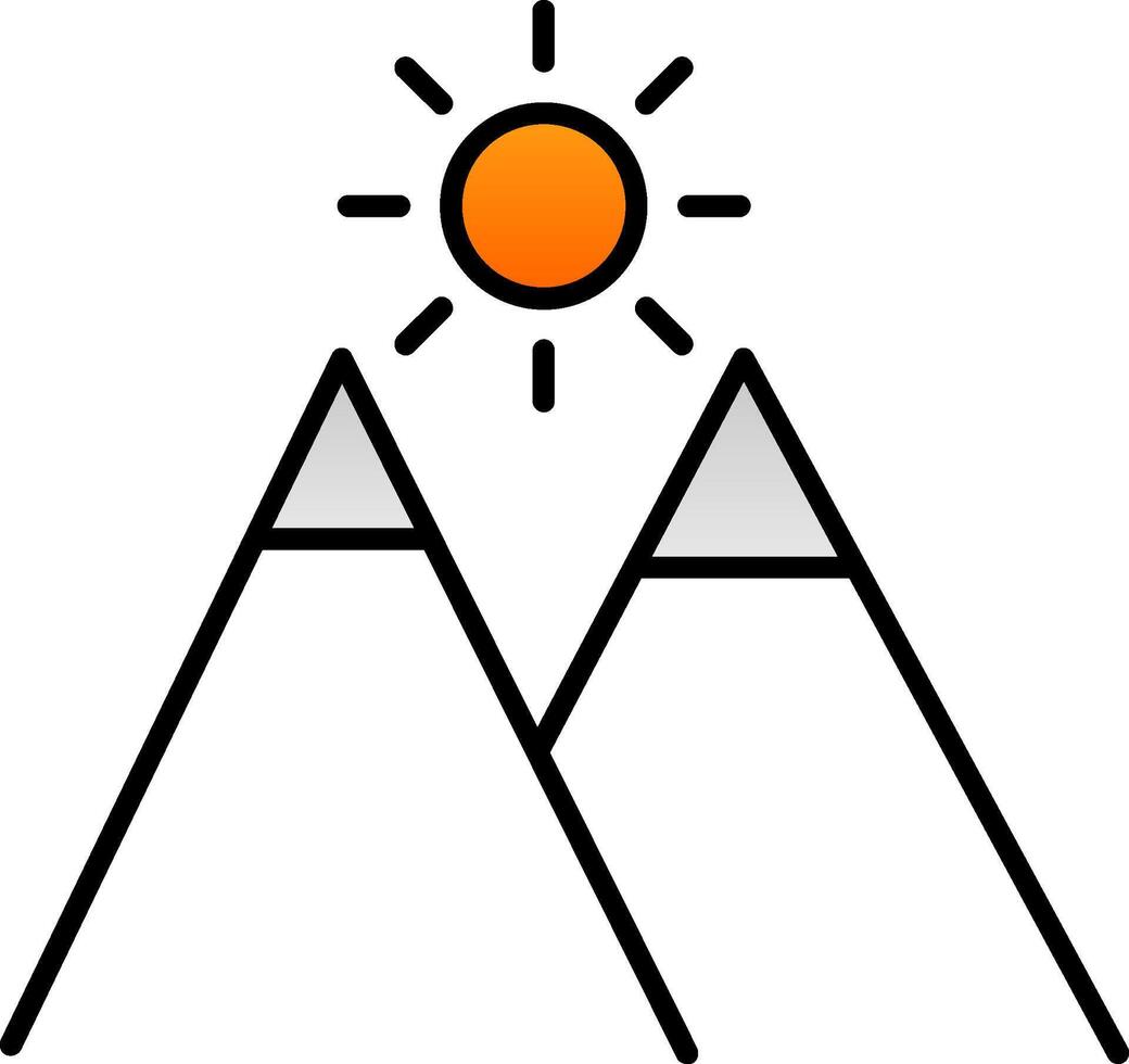 Berge Linie gefüllt Gradient Symbol vektor