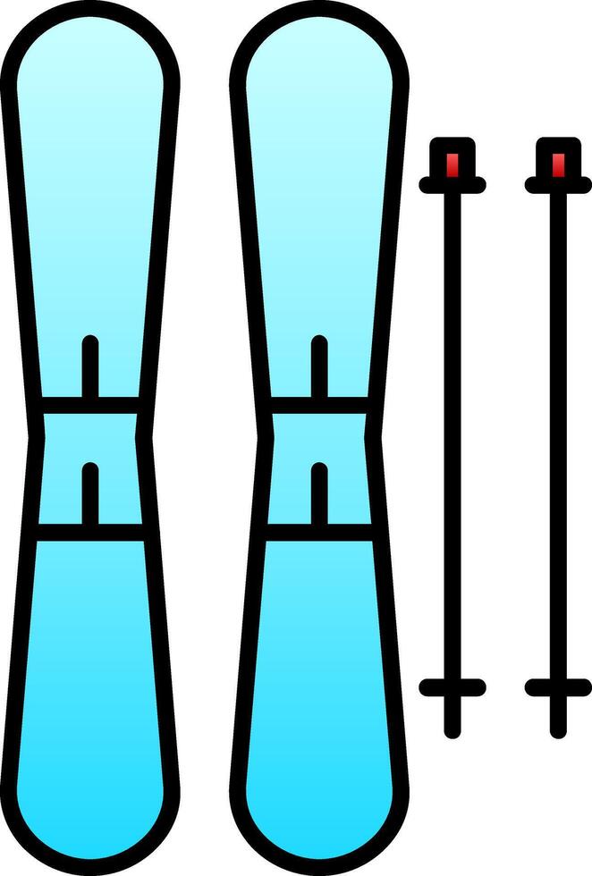 skidor linje fylld lutning ikon vektor