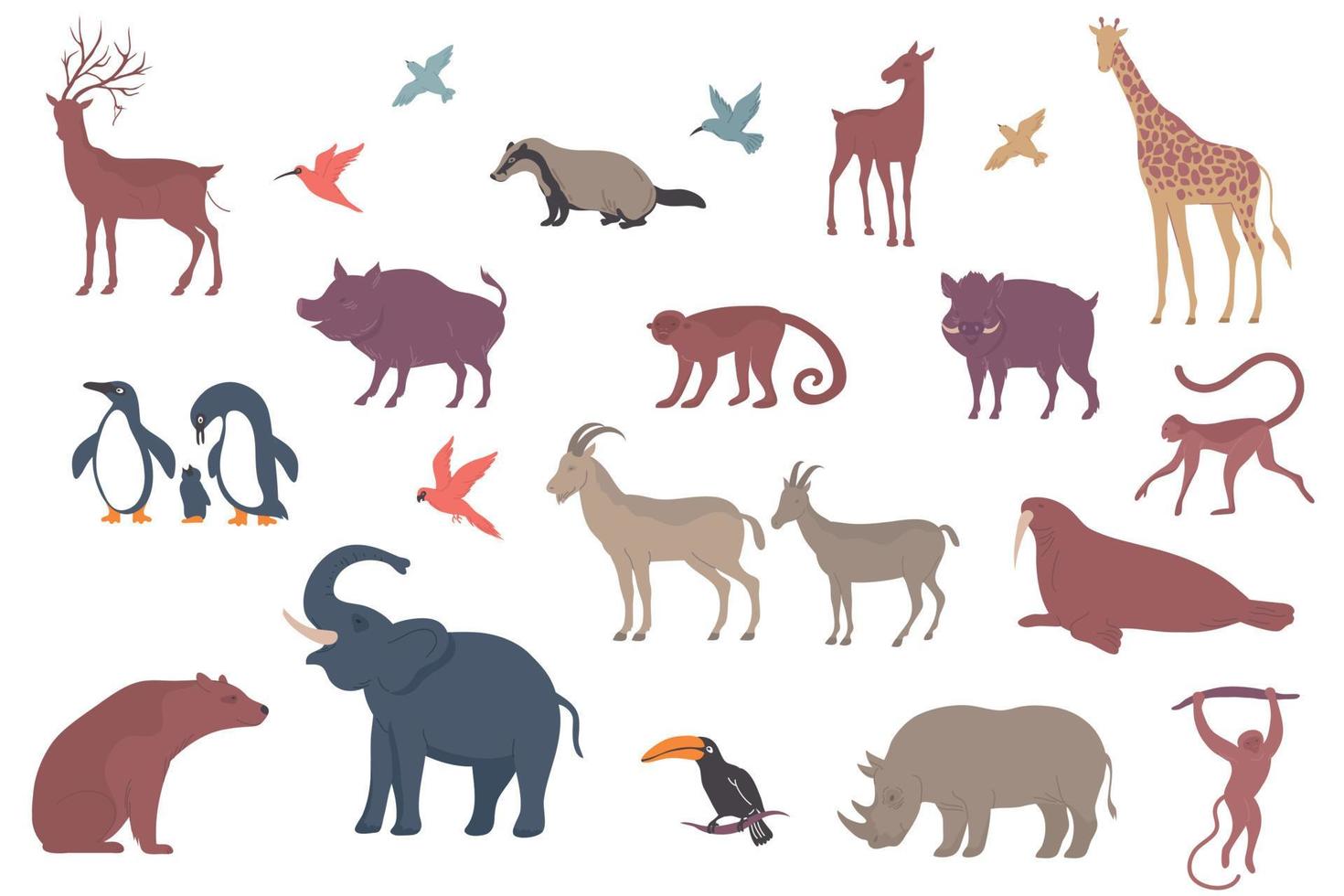 Wildtiere Icon-Set vektor