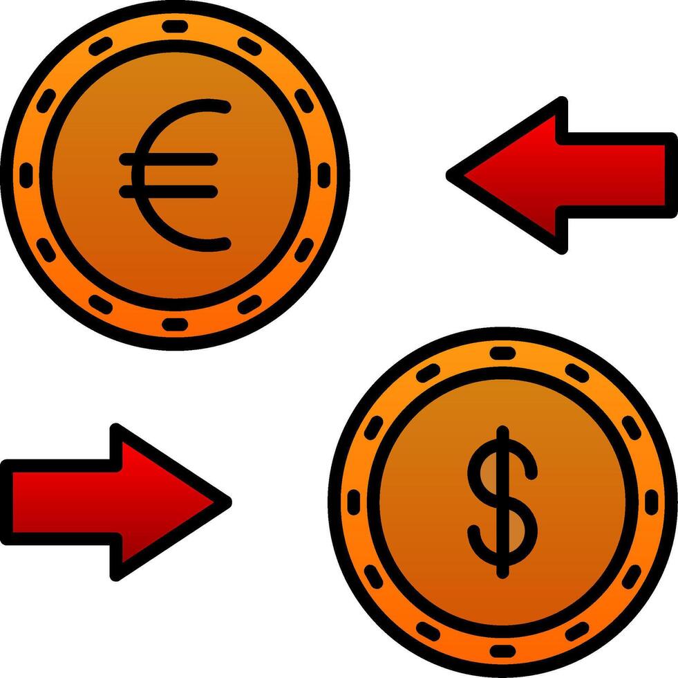 Währung Austausch Linie gefüllt Gradient Symbol vektor