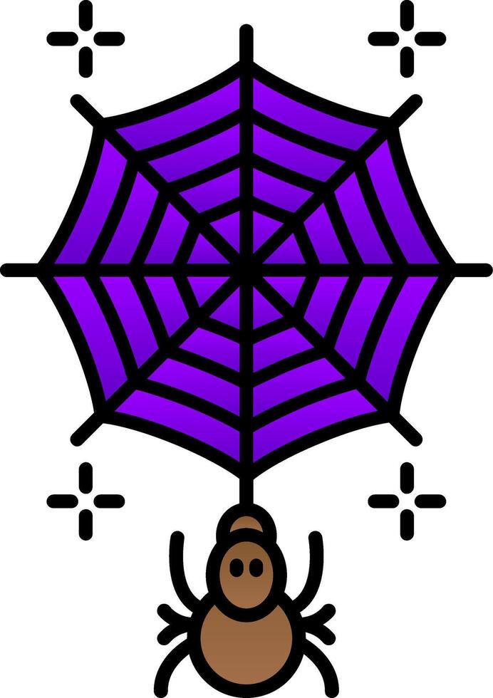 spindelnät linje fylld lutning ikon vektor