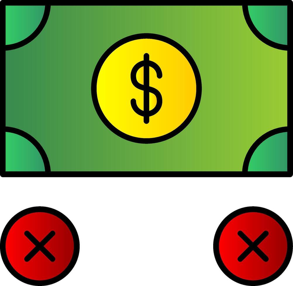 Nein Geld Linie gefüllt Gradient Symbol vektor