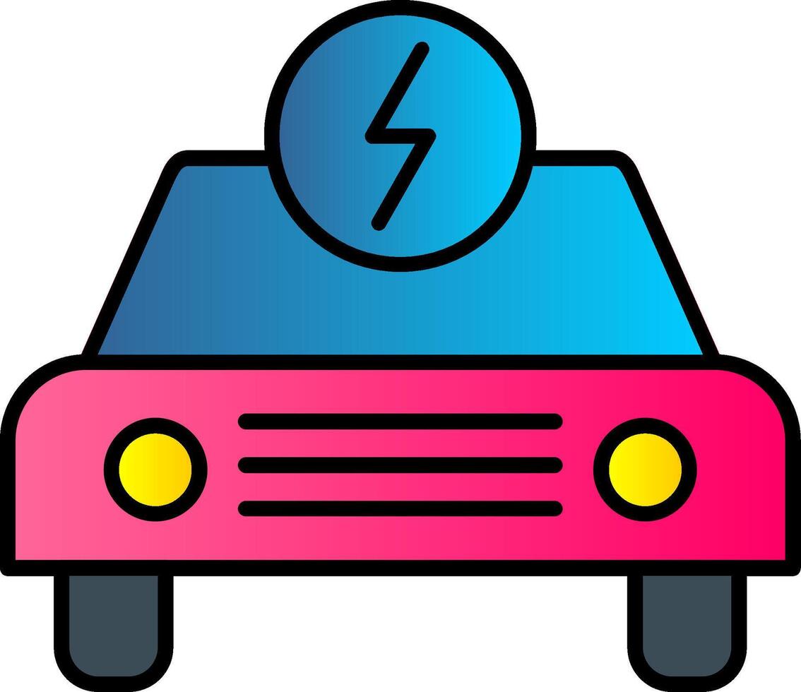 elektrisk bil linje fylld lutning ikon vektor