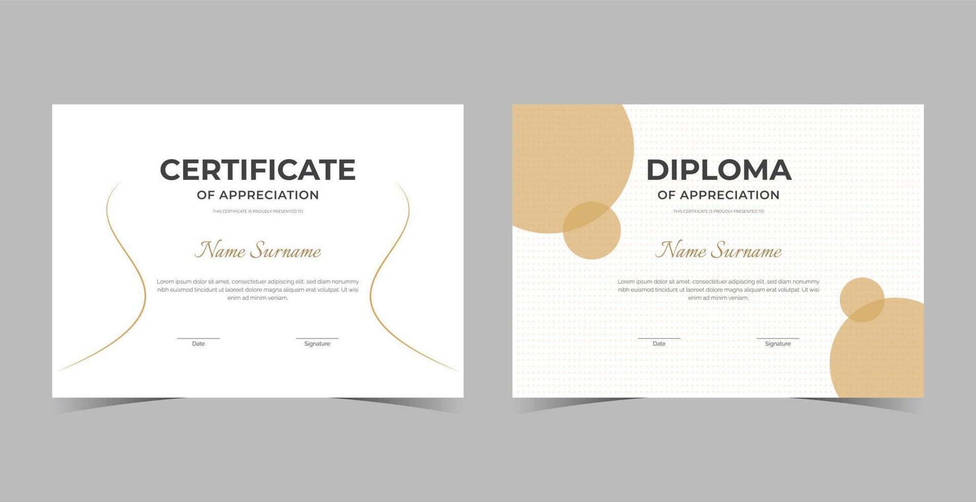 yrkesdiplom certifikat mall, certifikat för uppskattning mall, certifikat för prestation, utmärkelser diplom mall vektor