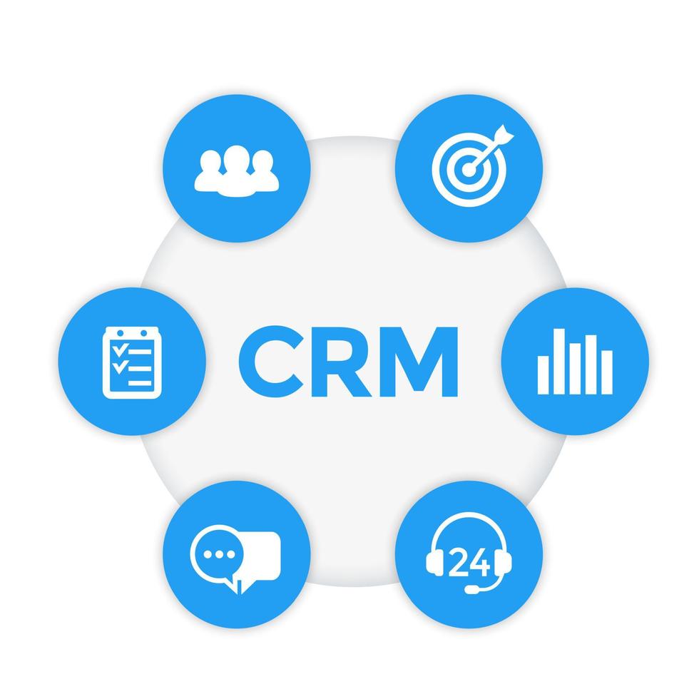 crm ikoner, kundrelationshantering vektor infographics mall