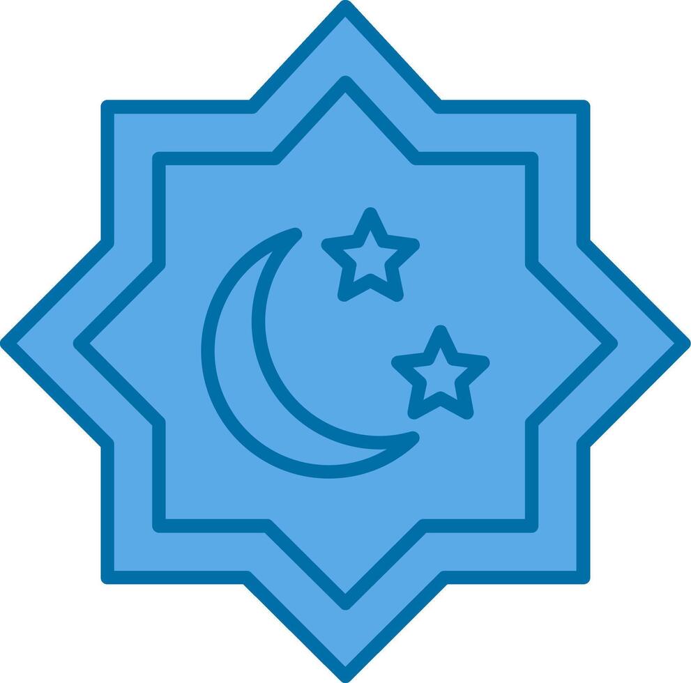 islamic stjärna fylld blå ikon vektor