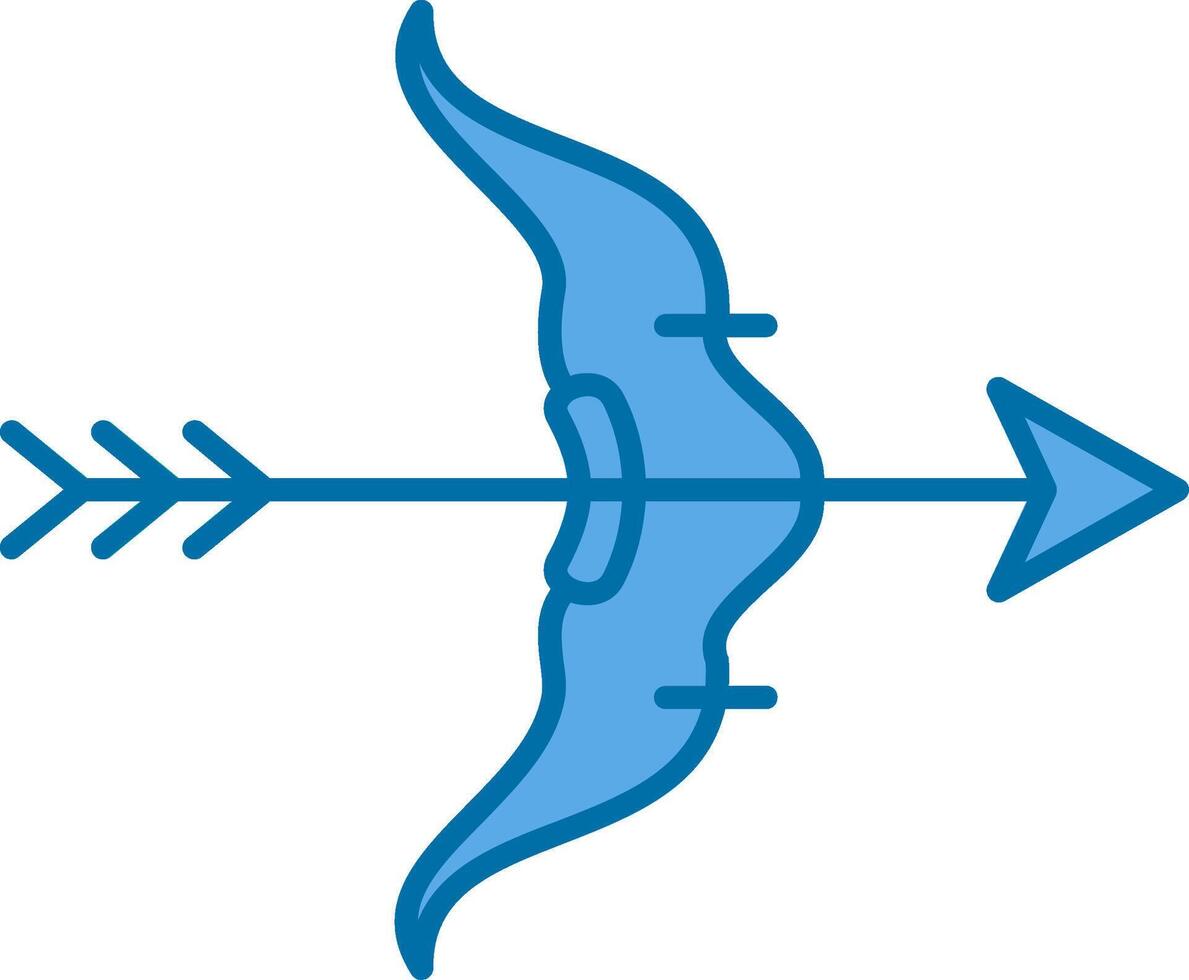 Bogen und Pfeil gefüllt Blau Symbol vektor