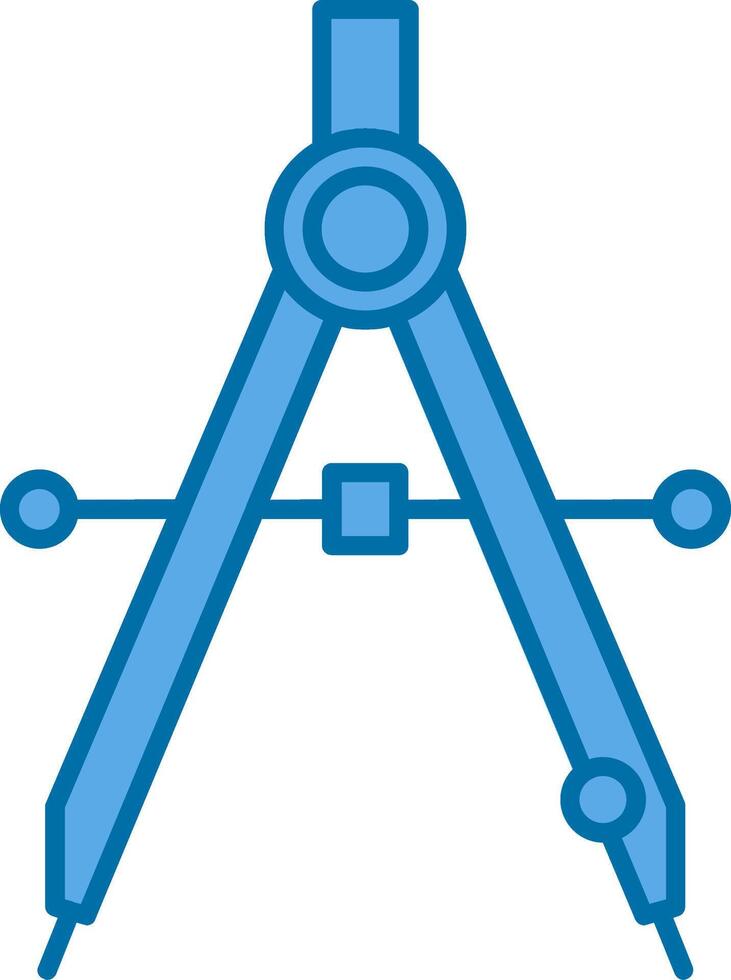 teckning kompass fylld blå ikon vektor