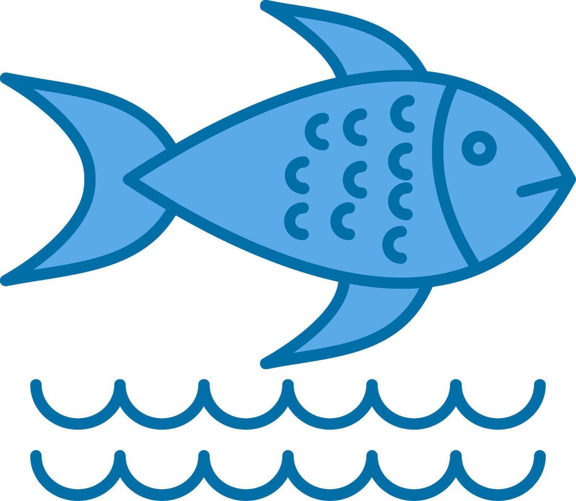 Fisch gefüllt Blau Symbol vektor