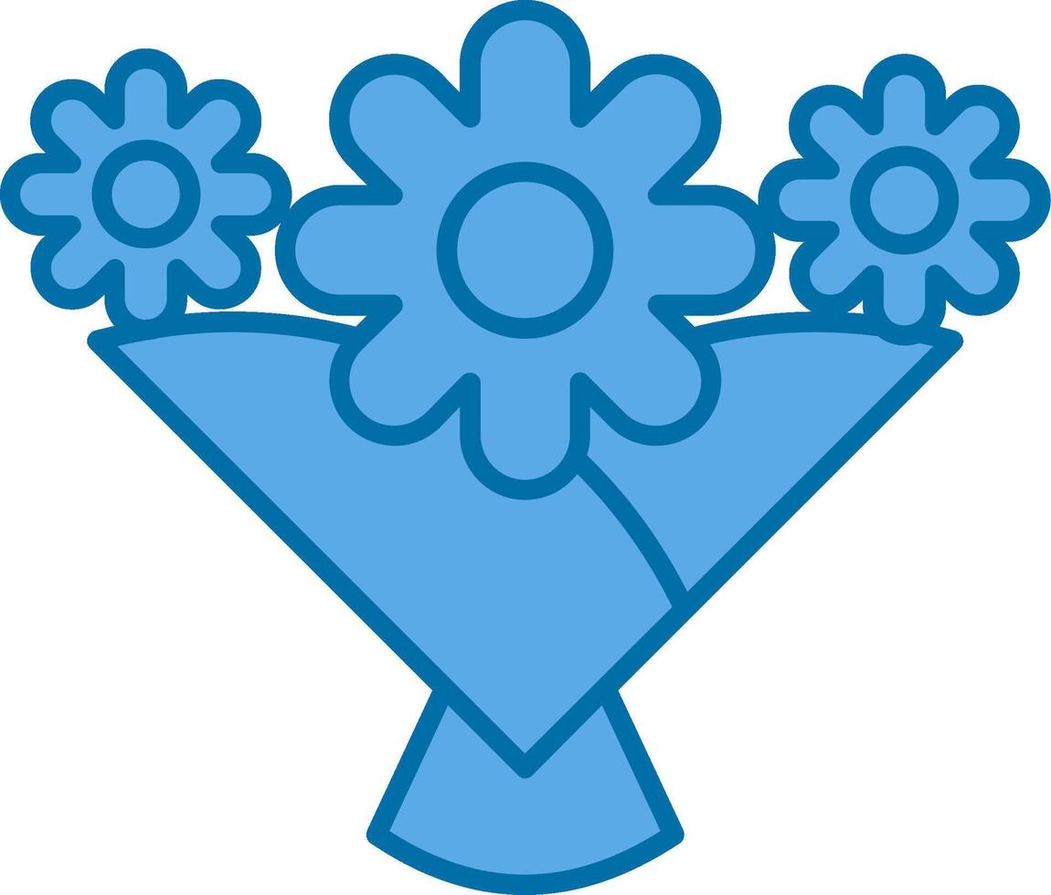 blomma bukett fylld blå ikon vektor
