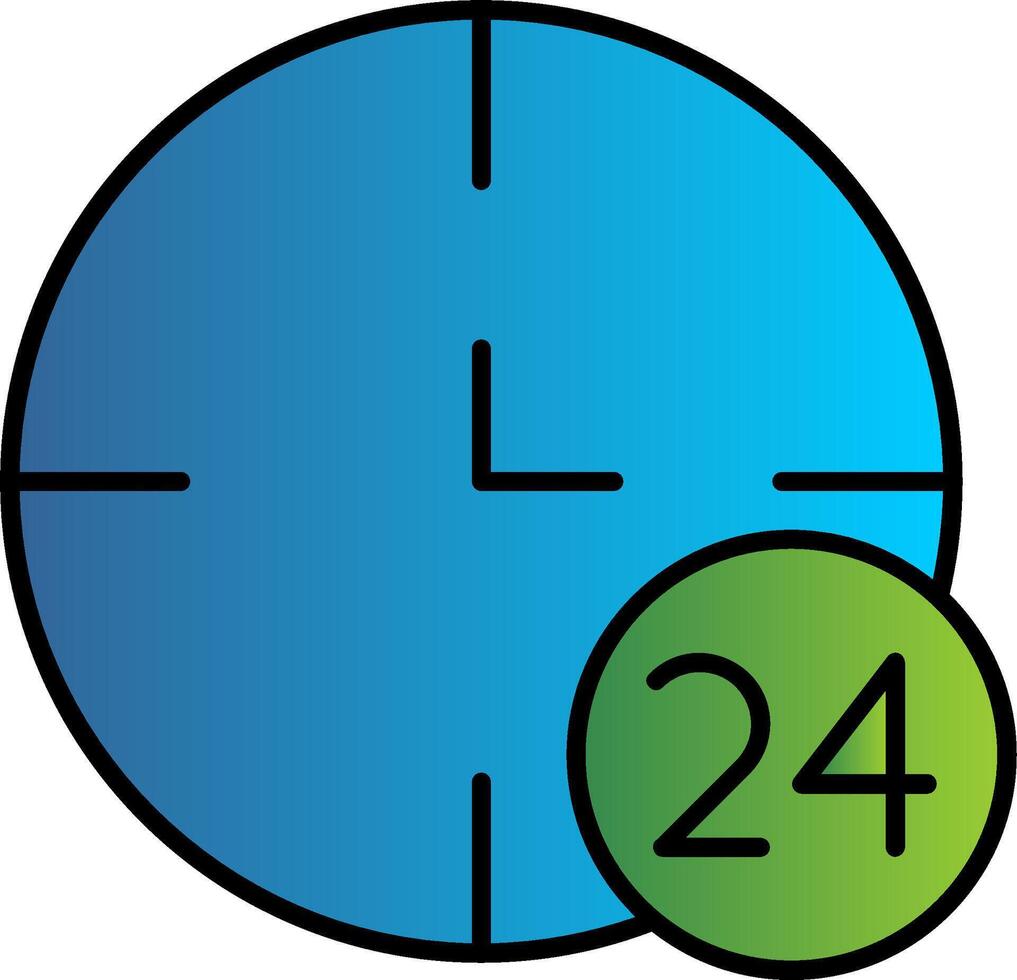 24 Std Linie gefüllt Gradient Symbol vektor