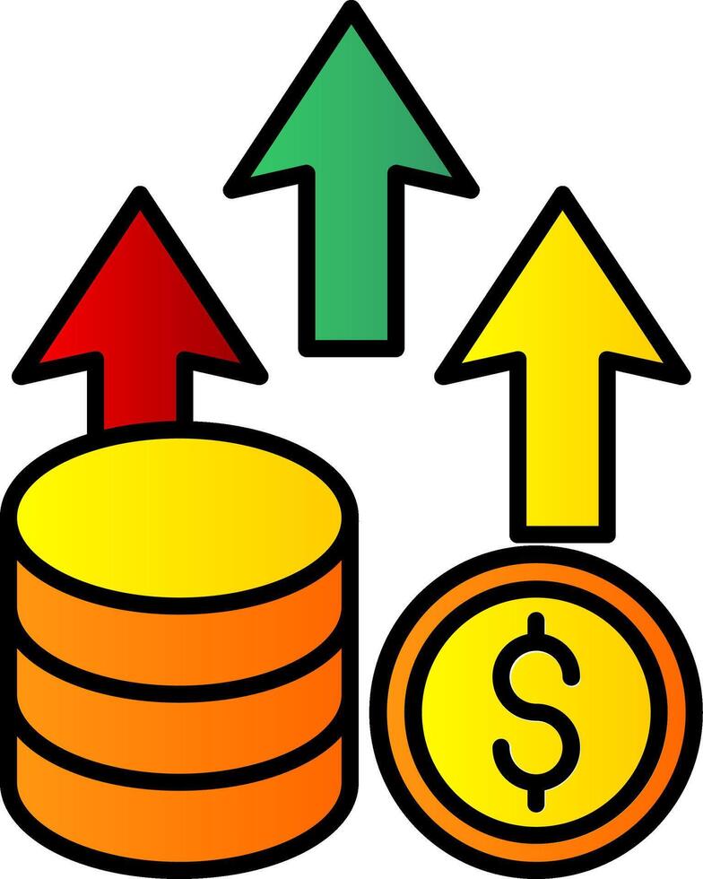 pengar vinst linje fylld lutning ikon vektor