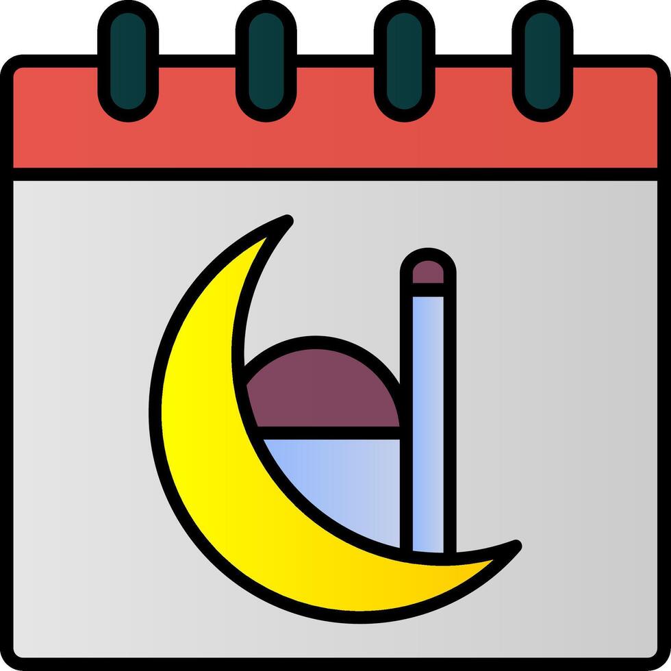 kalender linje fylld lutning ikon vektor