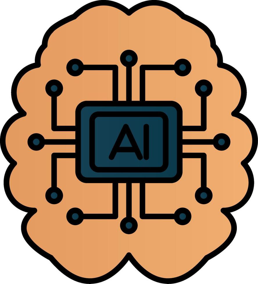 künstlich Intelligenz Linie gefüllt Gradient Symbol vektor