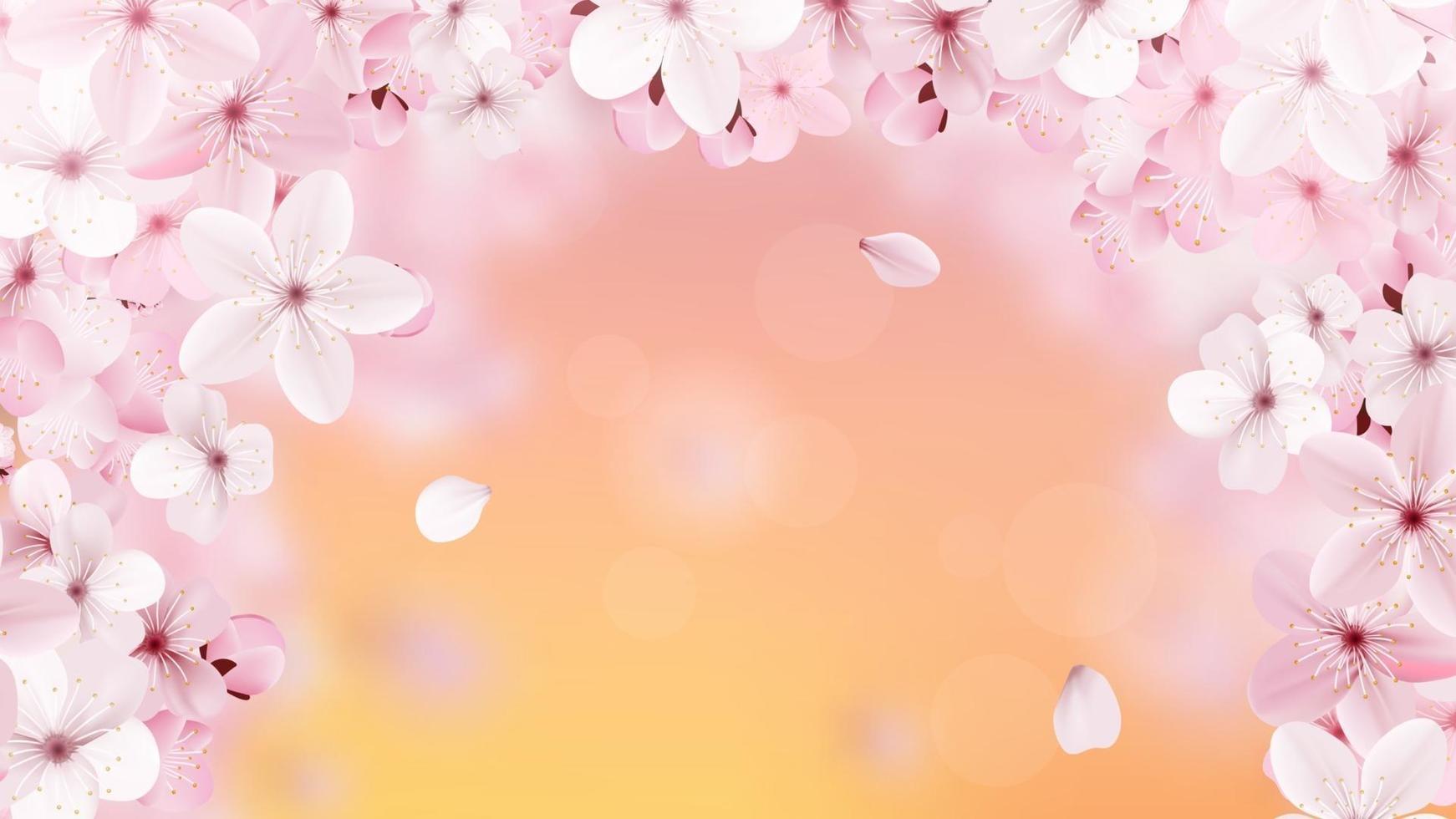 wunderschöner Druck mit blühenden hellrosa Sakura-Blumen vektor